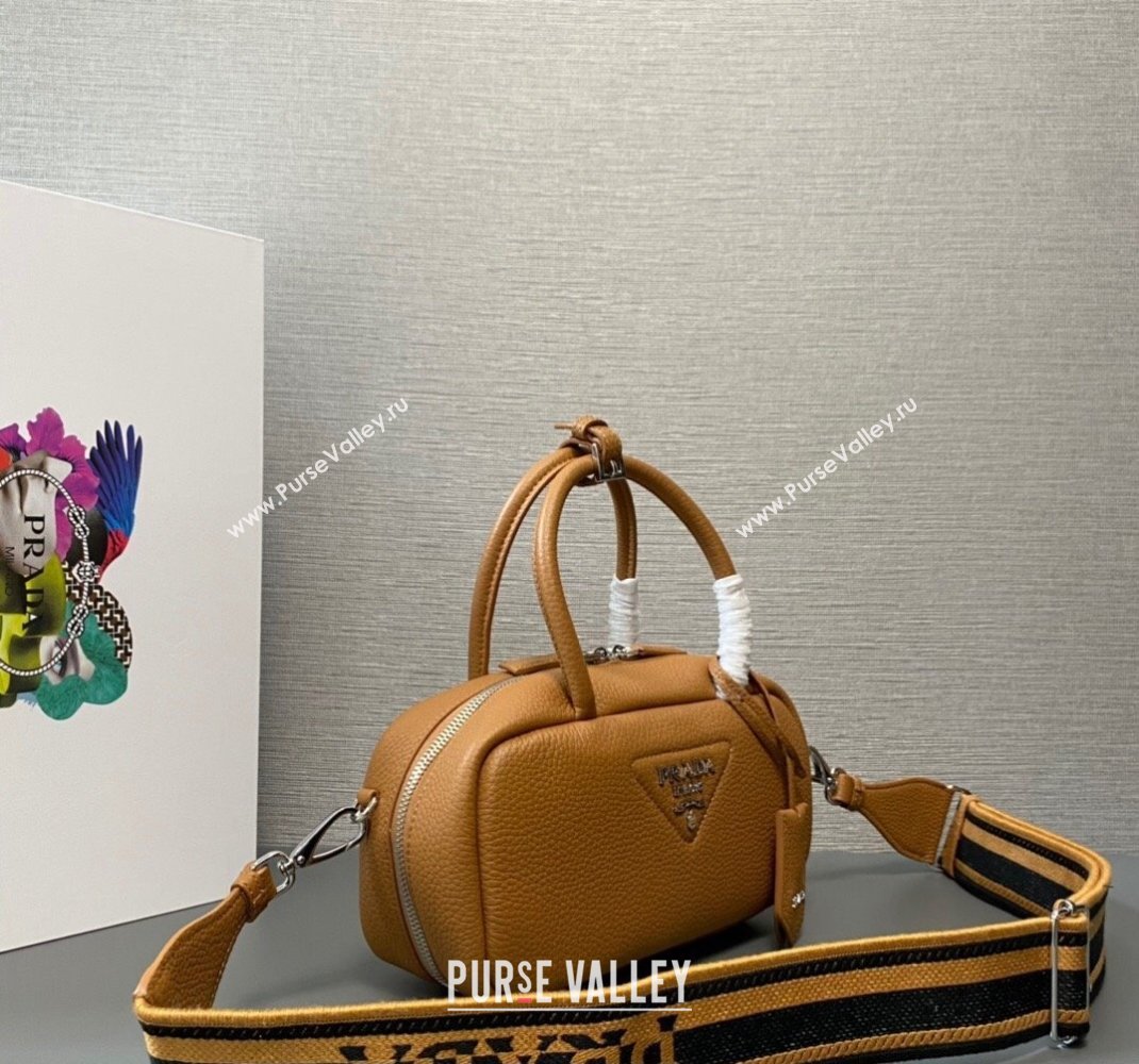 Prada Leather top-handle bag 1BB102 Brown 2023 (ziyin-23111613)