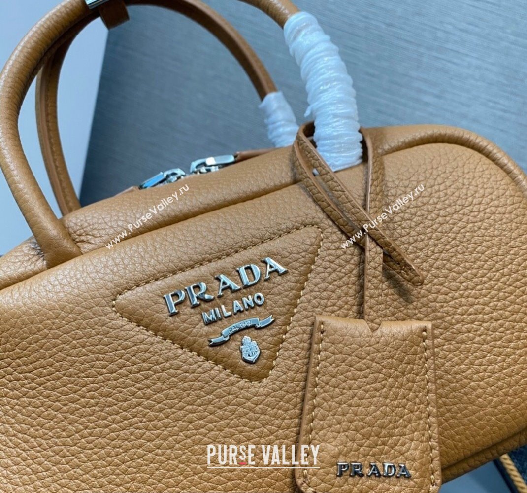 Prada Leather top-handle bag 1BB102 Brown 2023 (ziyin-23111613)