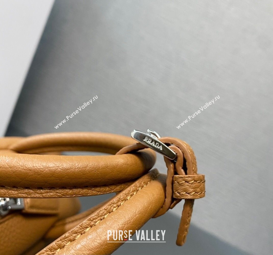 Prada Leather top-handle bag 1BB102 Brown 2023 (ziyin-23111613)