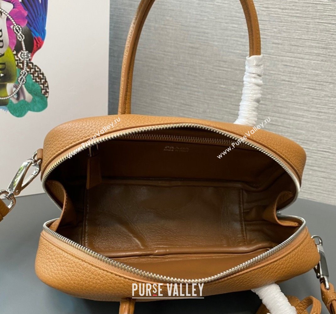 Prada Leather top-handle bag 1BB102 Brown 2023 (ziyin-23111613)
