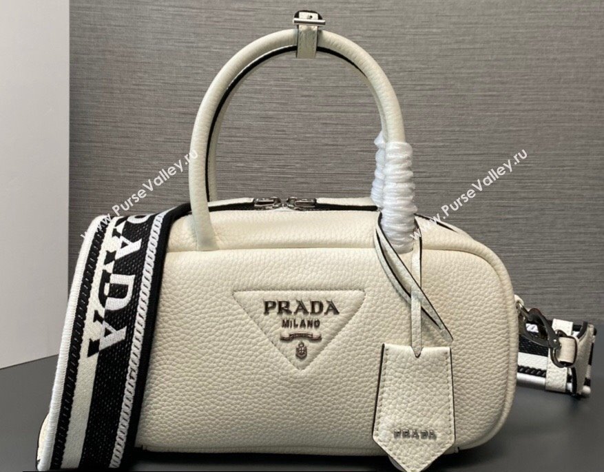 Prada Leather top-handle bag 1BB102 White 2023 (ziyin-23111611)
