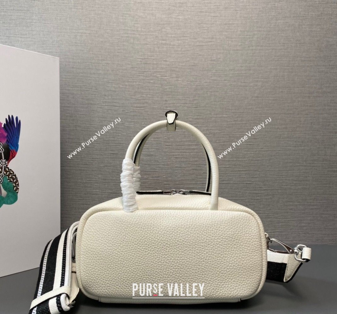 Prada Leather top-handle bag 1BB102 White 2023 (ziyin-23111611)