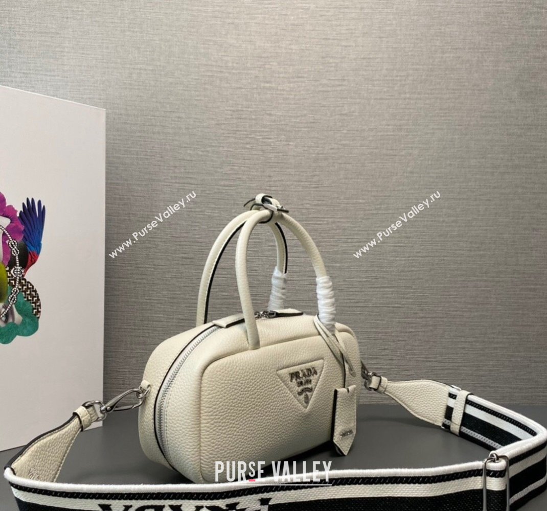 Prada Leather top-handle bag 1BB102 White 2023 (ziyin-23111611)