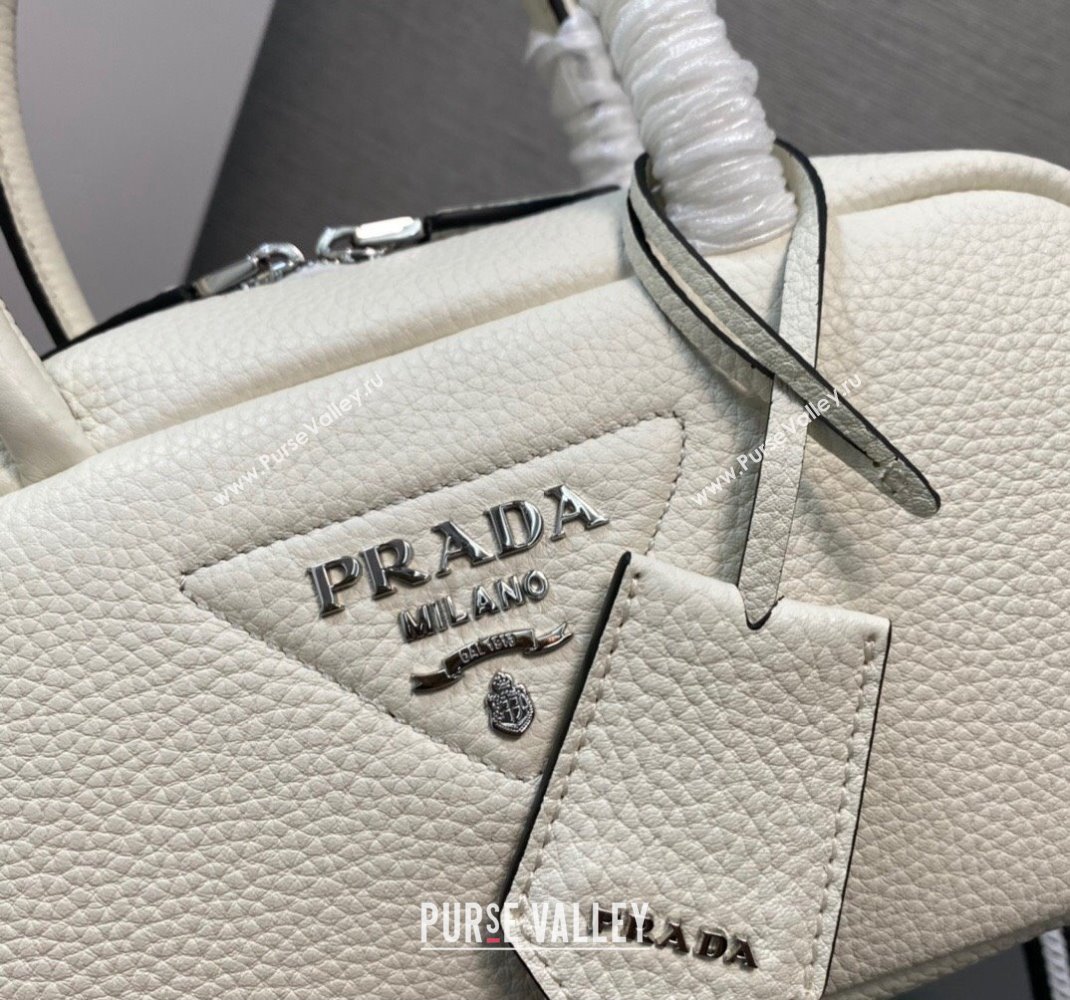 Prada Leather top-handle bag 1BB102 White 2023 (ziyin-23111611)