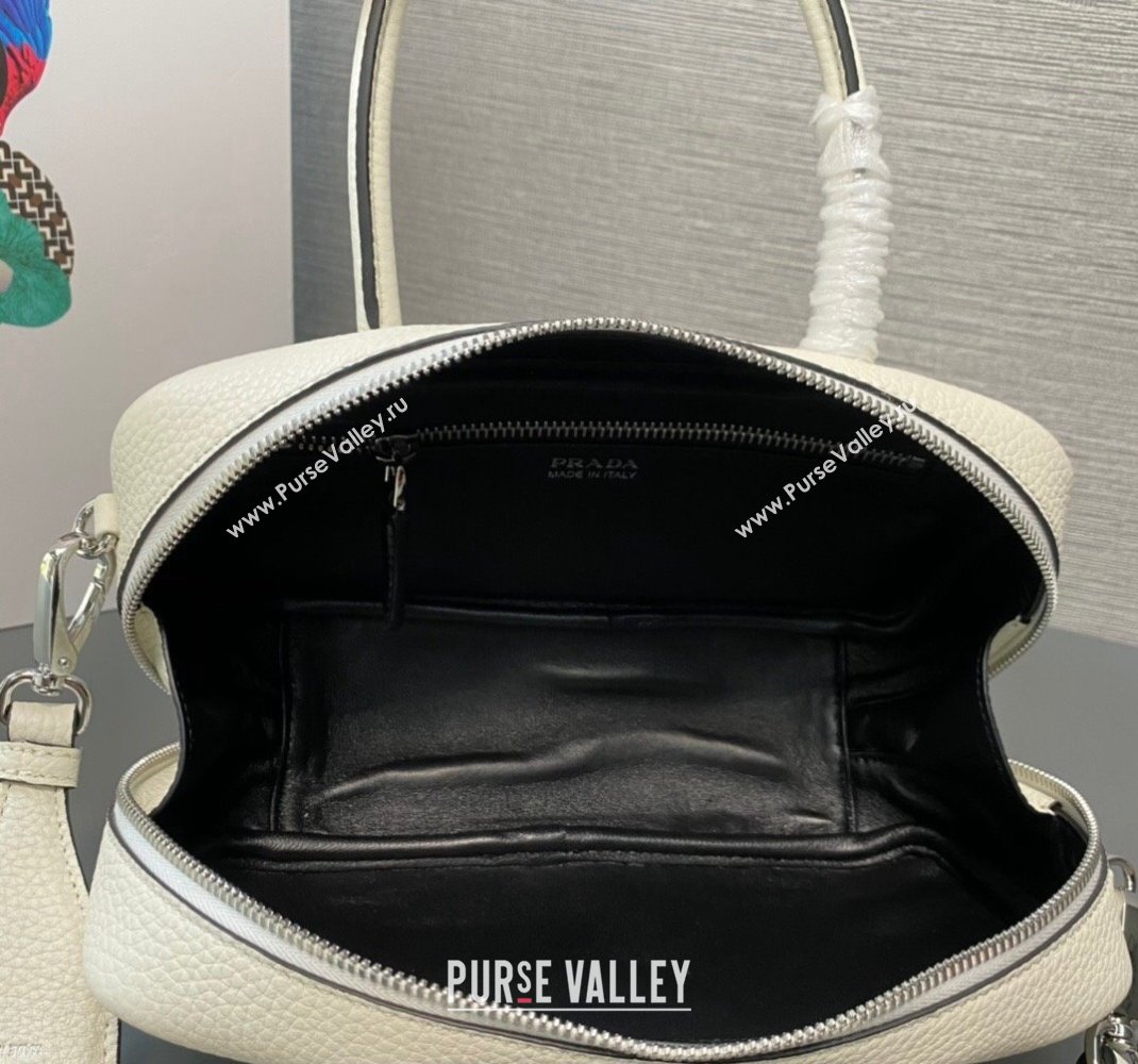Prada Leather top-handle bag 1BB102 White 2023 (ziyin-23111611)