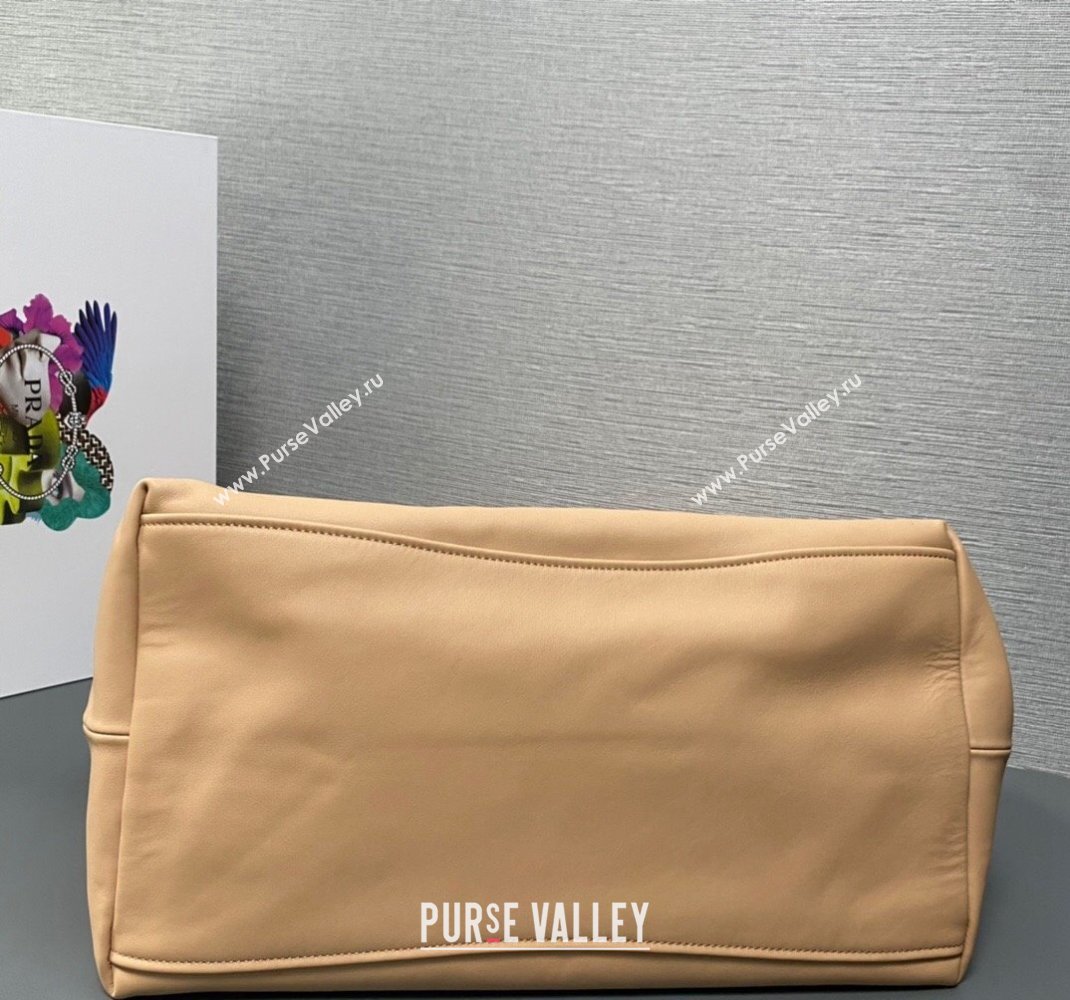 Prada Soft Calfskin Leather Chain Tote Bag 1BA638 Beige 2023 (ziyin-23111615)