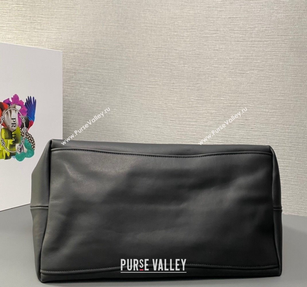 Prada Soft Calfskin Leather Chain Tote Bag 1BA638 Black 2023 (ziyin-23111614)