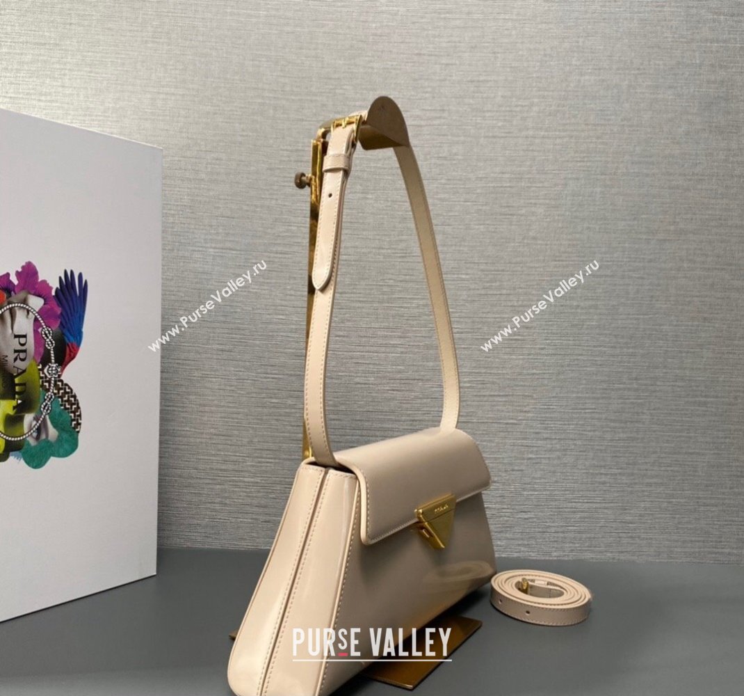 Prada Medium brushed leather handbag 1BD343 Beige 2023 (ziyin-23111618)