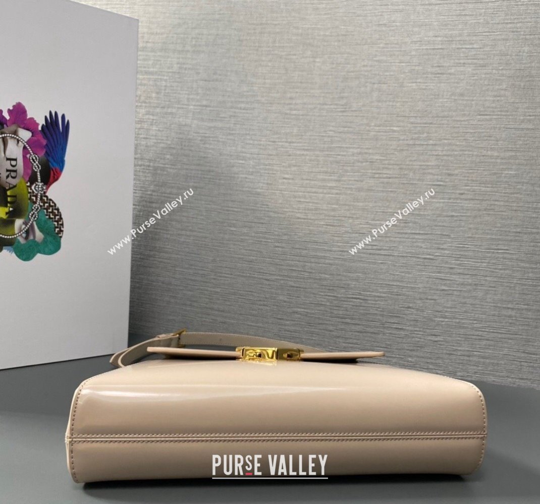 Prada Medium brushed leather handbag 1BD343 Beige 2023 (ziyin-23111618)