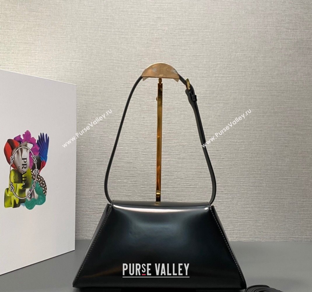 Prada Medium brushed leather handbag 1BD343 Black 2023 (ziyin-23111616)