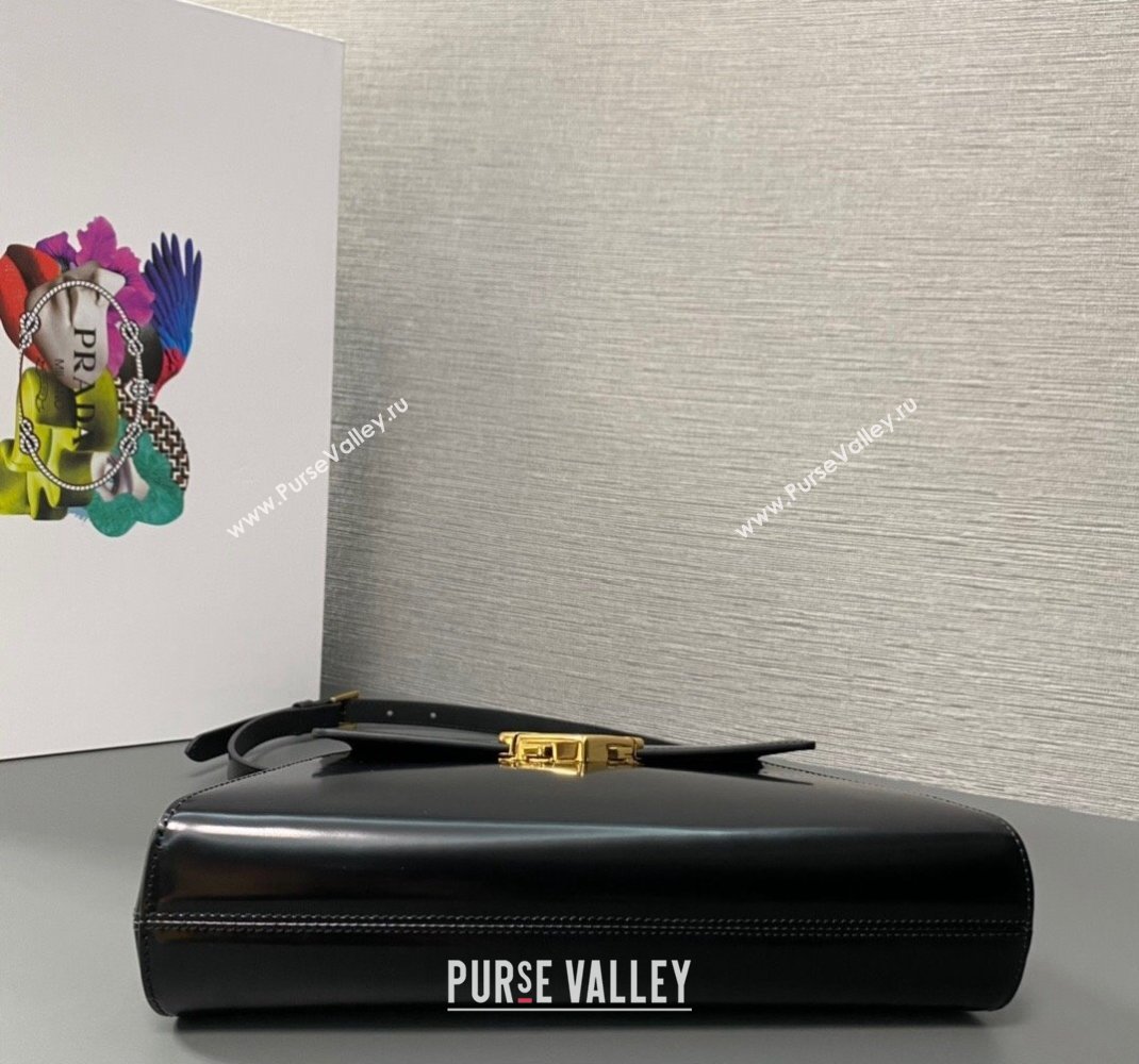 Prada Medium brushed leather handbag 1BD343 Black 2023 (ziyin-23111616)