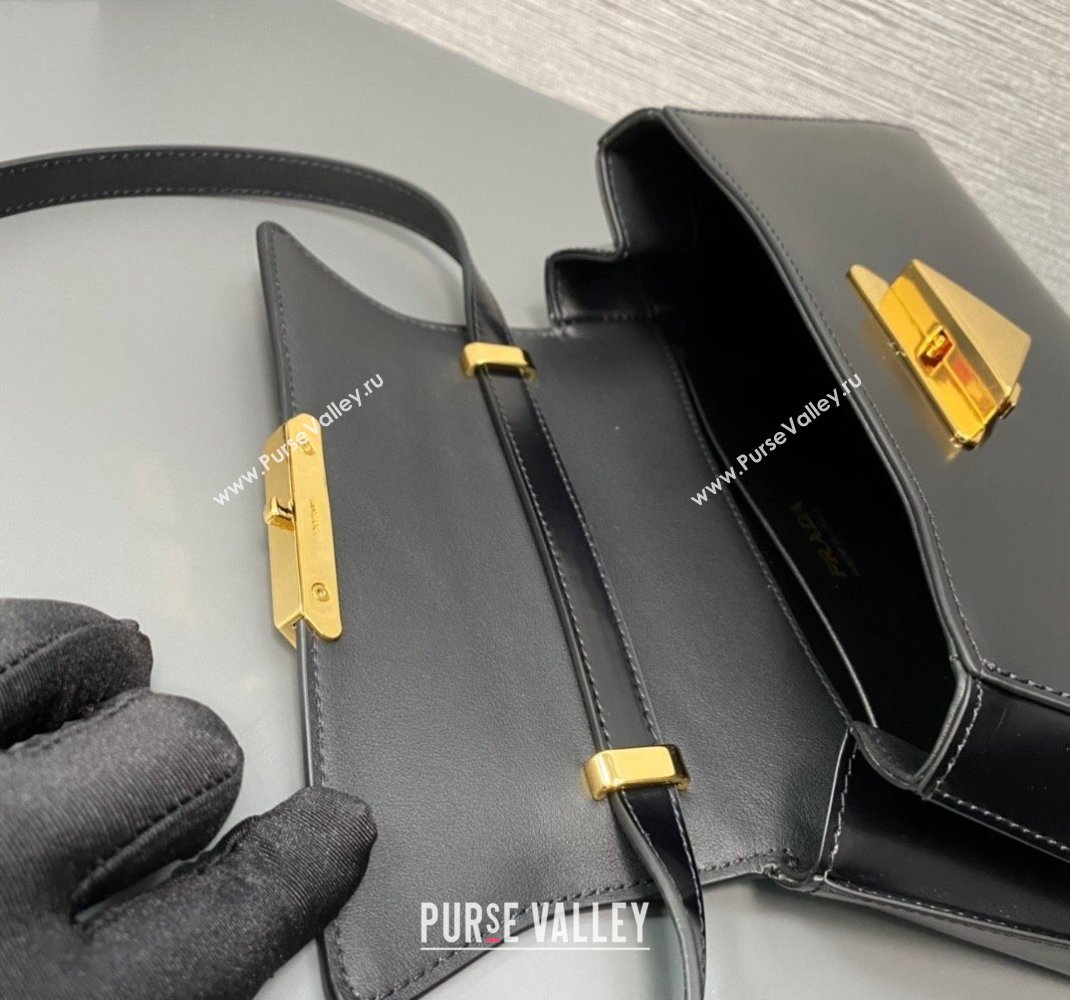 Prada Medium brushed leather handbag 1BD343 Black 2023 (ziyin-23111616)