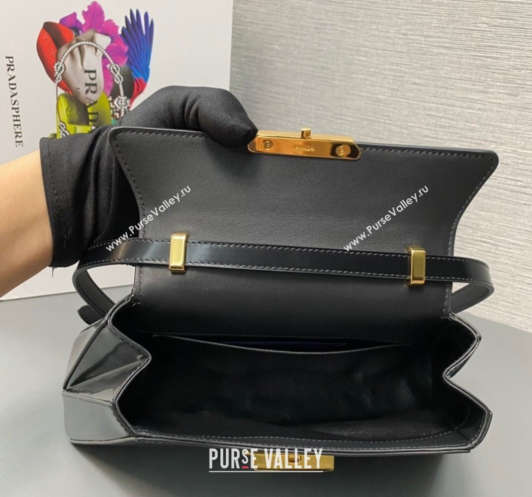 Prada Medium brushed leather handbag 1BD343 Black 2023 (ziyin-23111616)