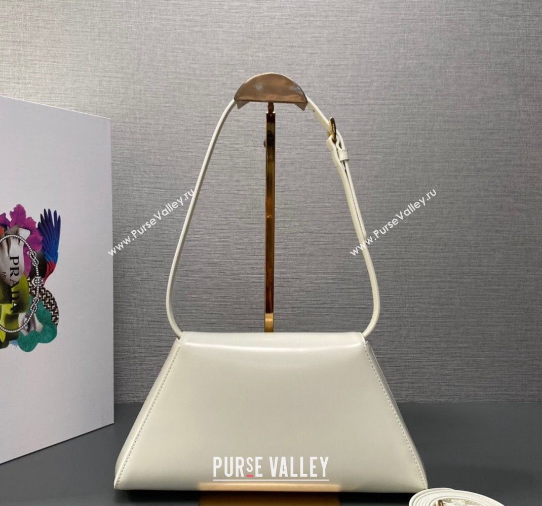 Prada Medium brushed leather handbag 1BD343 White 2023 (ziyin-23111617)