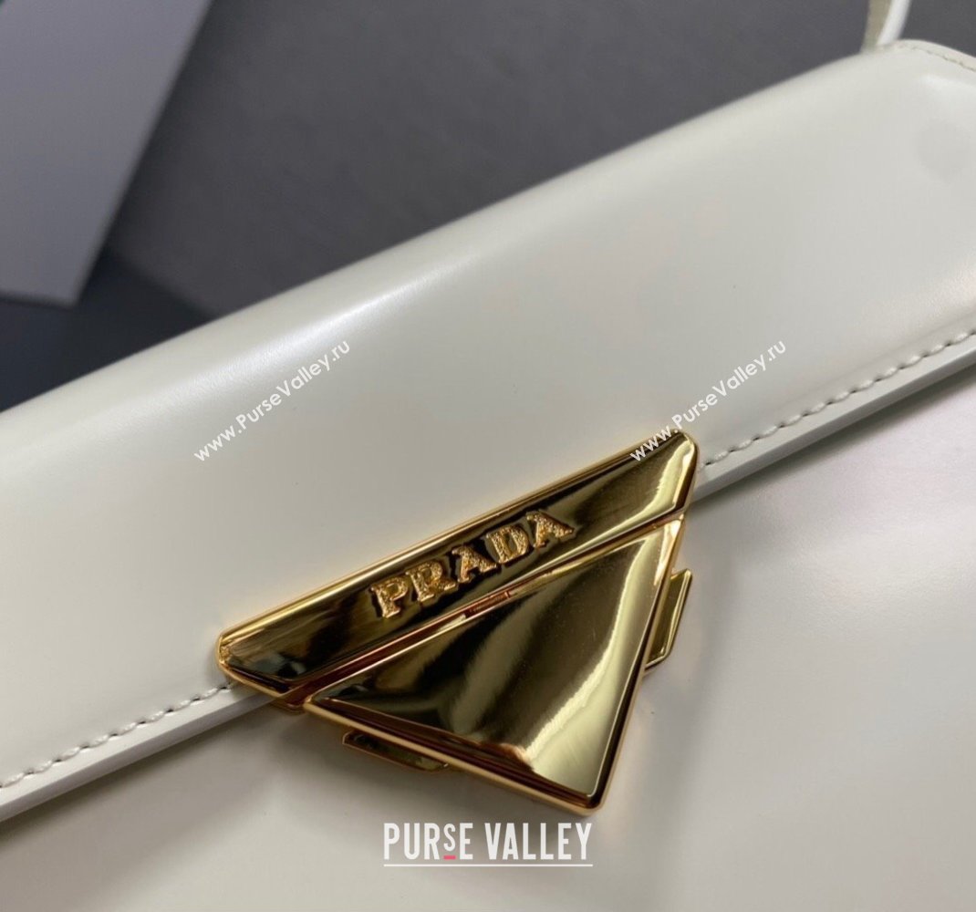 Prada Medium brushed leather handbag 1BD343 White 2023 (ziyin-23111617)