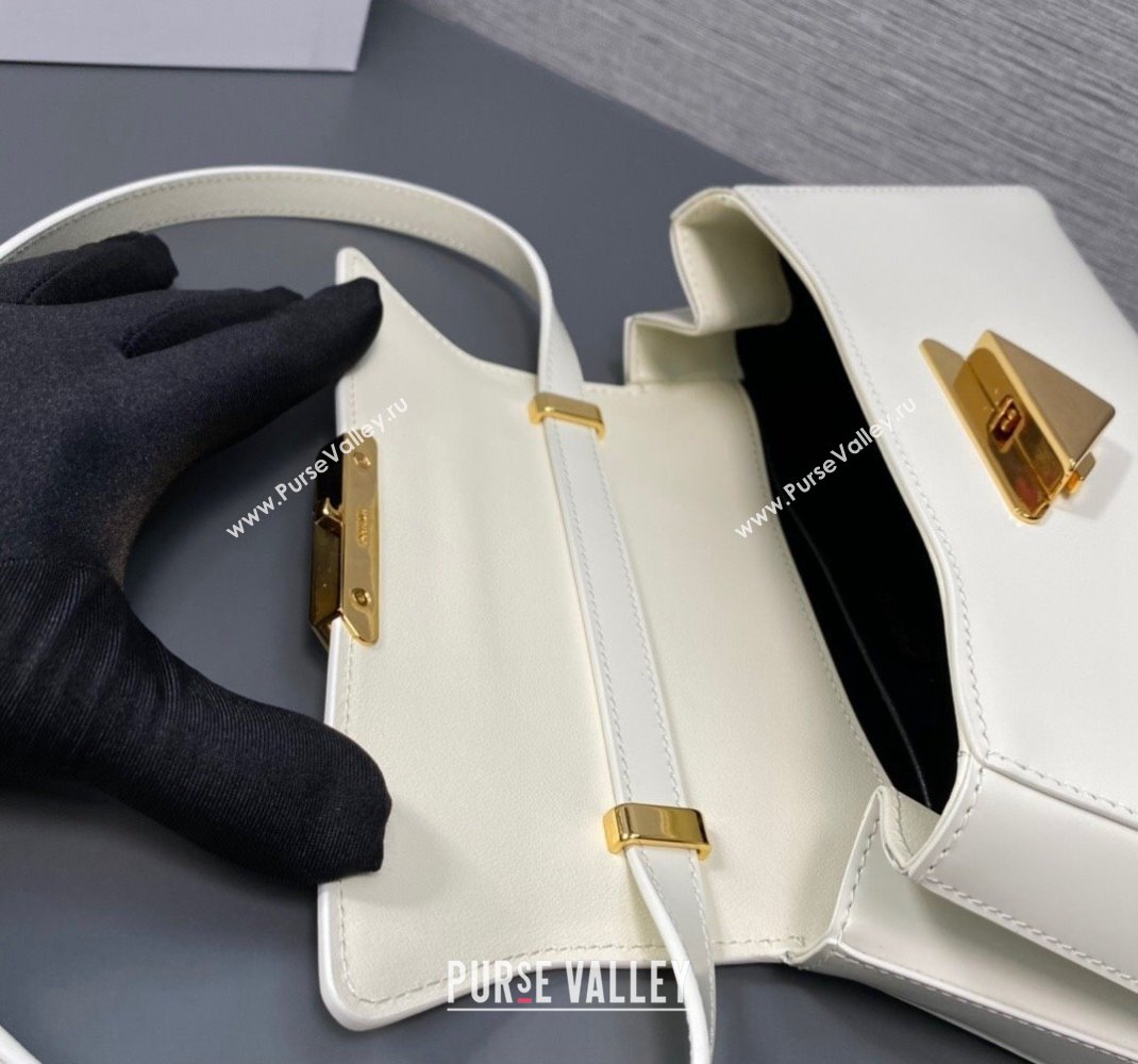 Prada Medium brushed leather handbag 1BD343 White 2023 (ziyin-23111617)