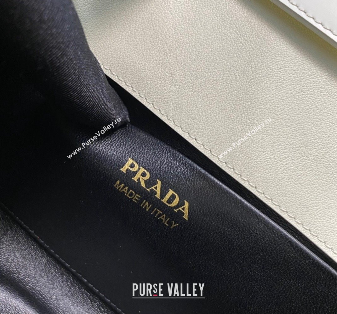 Prada Medium brushed leather handbag 1BD343 White 2023 (ziyin-23111617)