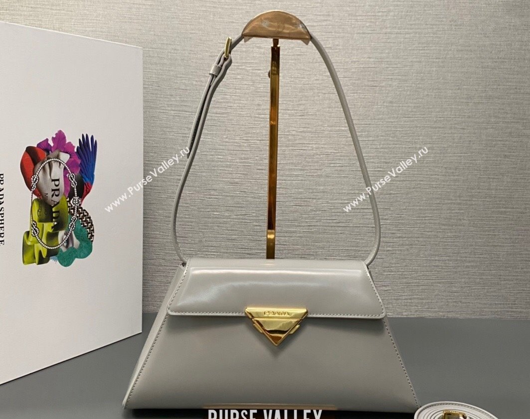 Prada Medium brushed leather handbag 1BD343 Gray 2023 (ziyin-23111619)