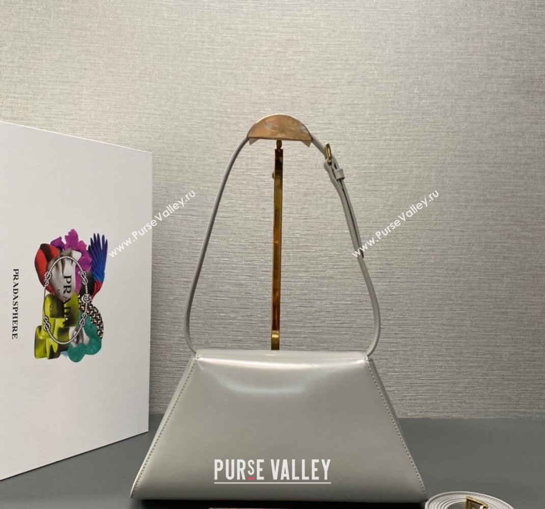 Prada Medium brushed leather handbag 1BD343 Gray 2023 (ziyin-23111619)