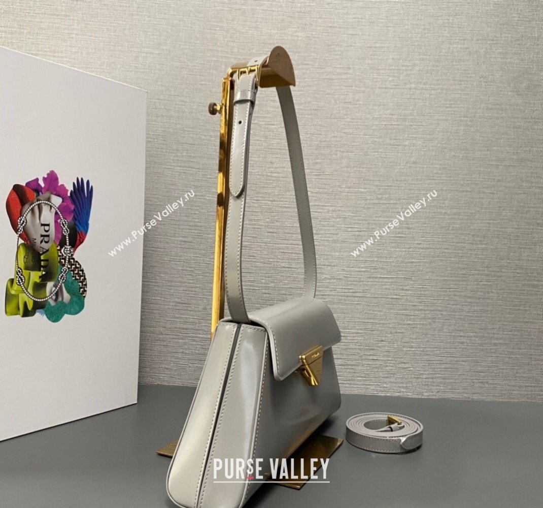 Prada Medium brushed leather handbag 1BD343 Gray 2023 (ziyin-23111619)