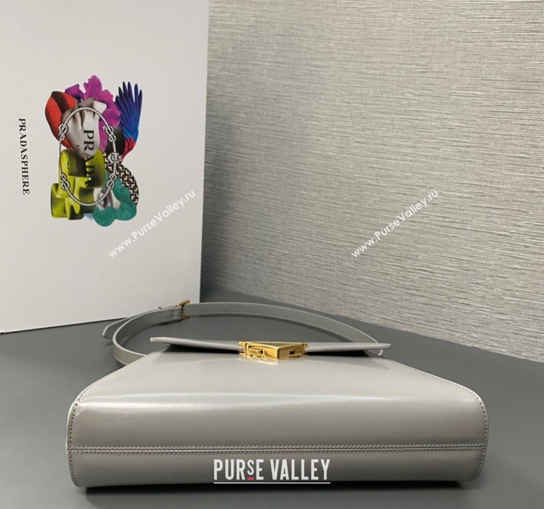 Prada Medium brushed leather handbag 1BD343 Gray 2023 (ziyin-23111619)