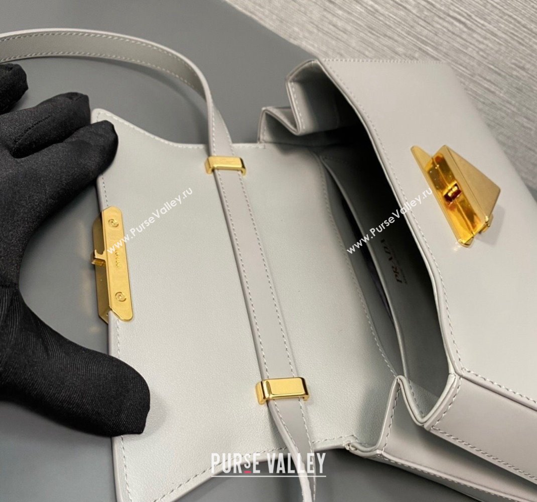 Prada Medium brushed leather handbag 1BD343 Gray 2023 (ziyin-23111619)