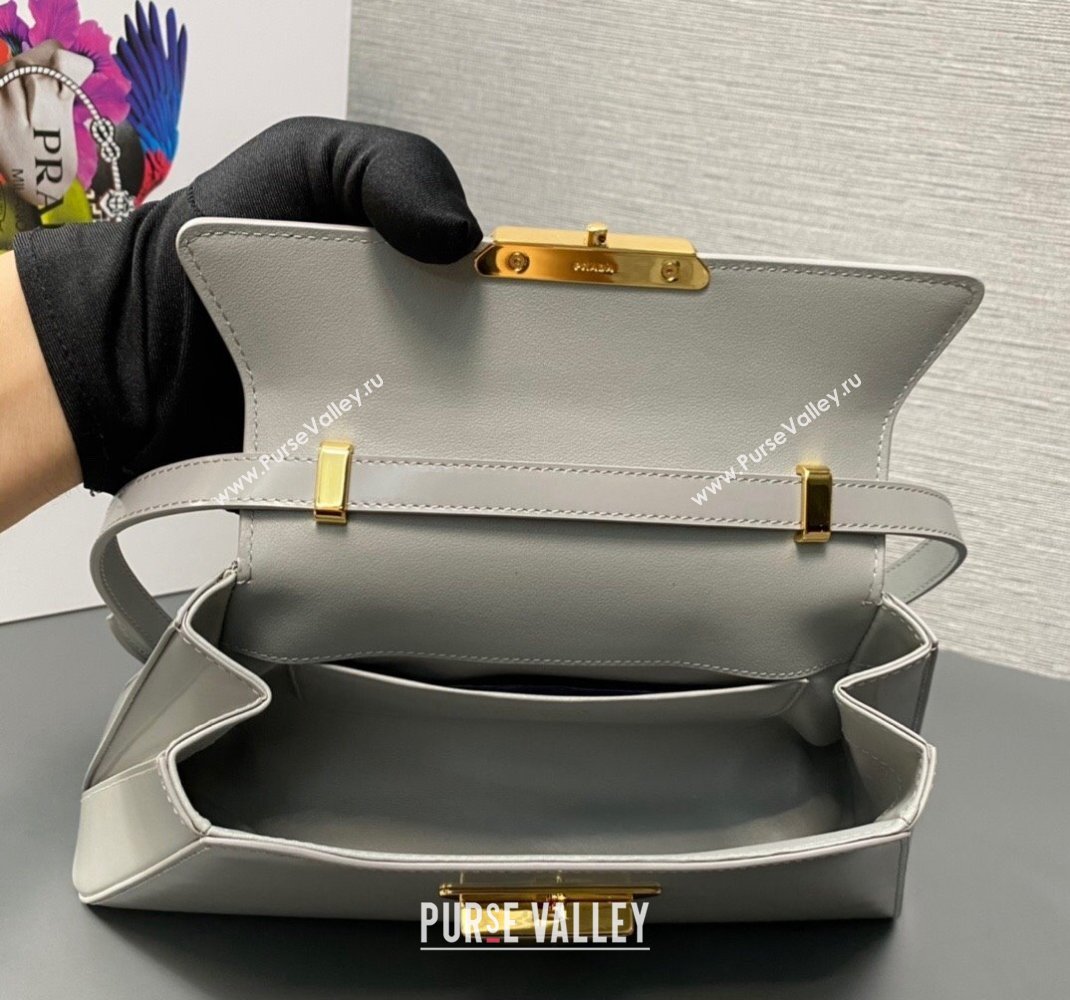 Prada Medium brushed leather handbag 1BD343 Gray 2023 (ziyin-23111619)