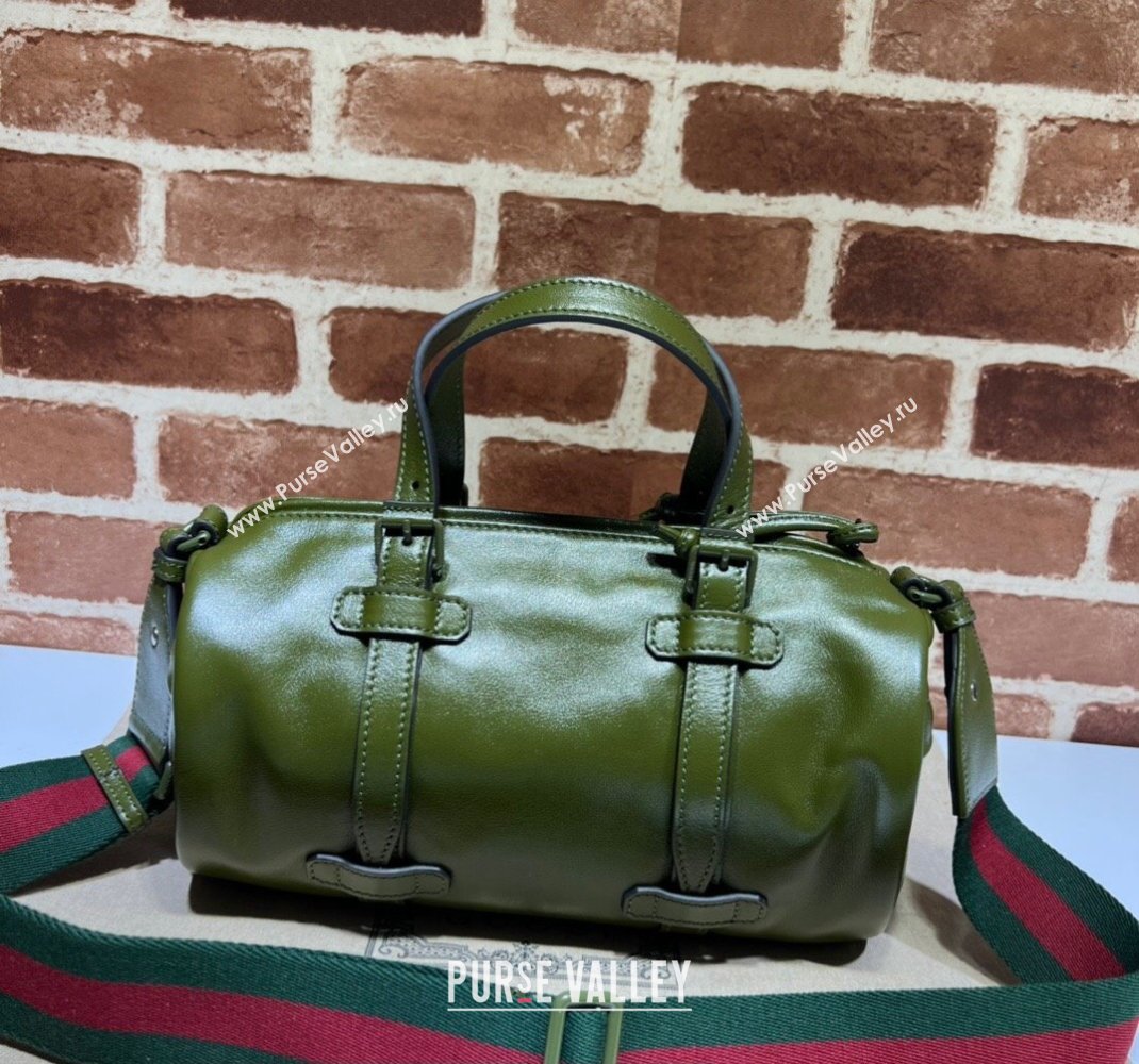 Gucci Small duffle bag with tonal Double G 725701 Leather Green 2023 (dlh-23111502)