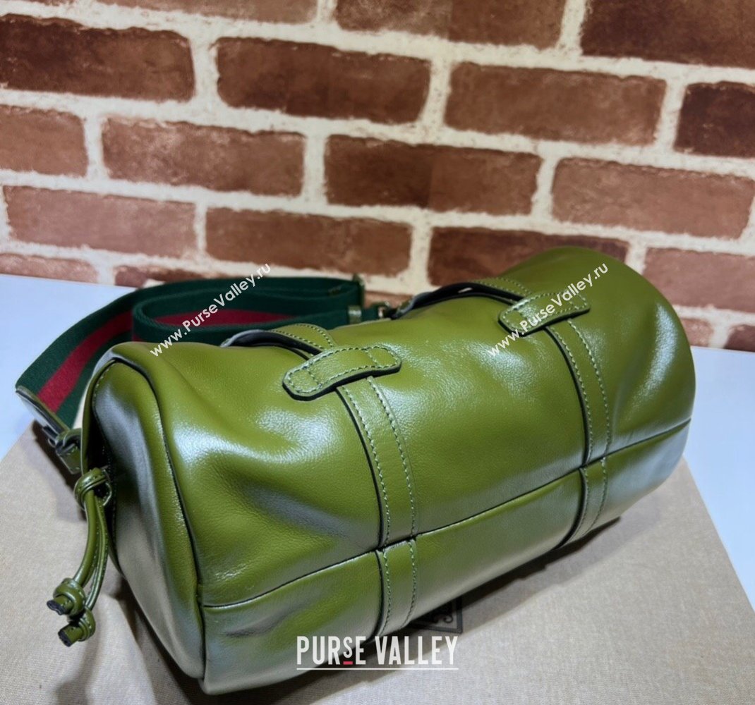 Gucci Small duffle bag with tonal Double G 725701 Leather Green 2023 (dlh-23111502)