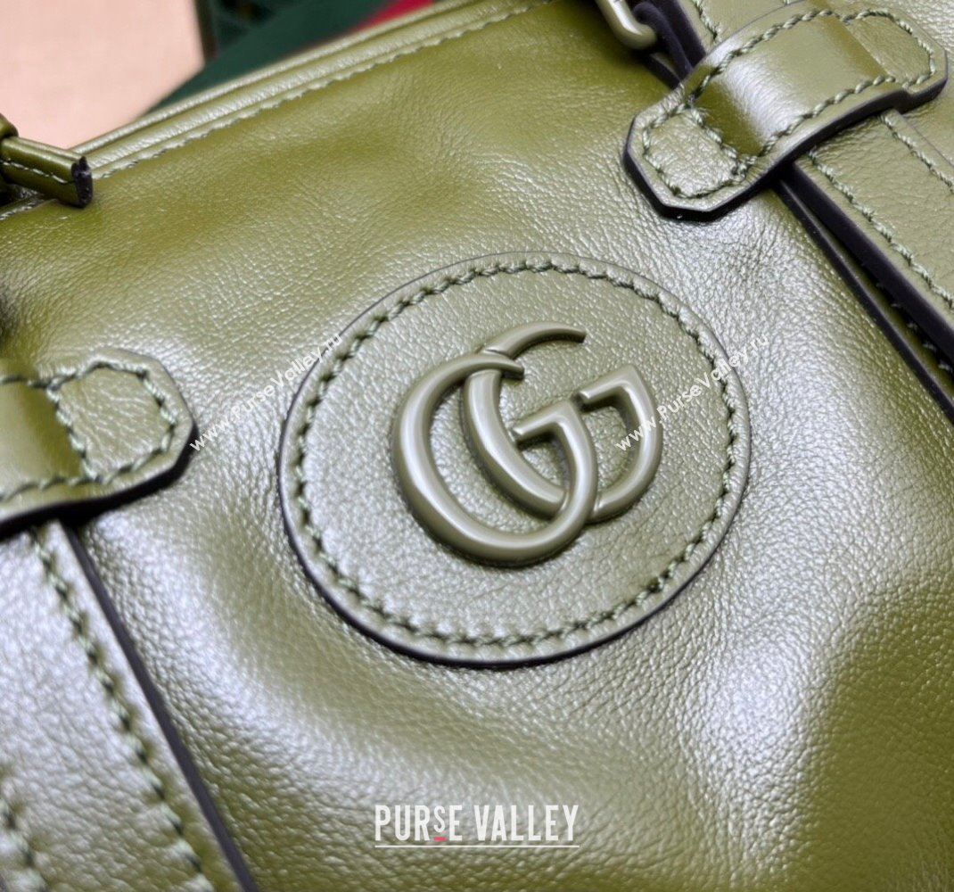 Gucci Small duffle bag with tonal Double G 725701 Leather Green 2023 (dlh-23111502)