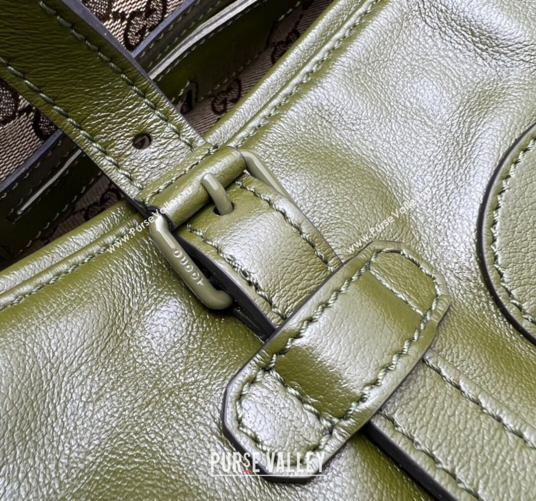 Gucci Small duffle bag with tonal Double G 725701 Leather Green 2023 (dlh-23111502)