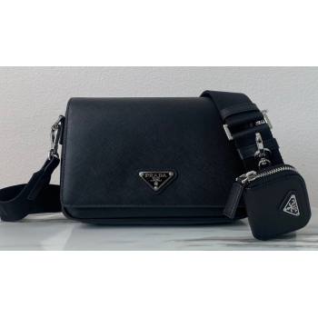 Prada Saffiano leather shoulder bag 2VD059 Black 2023 (ziyin-23111505)