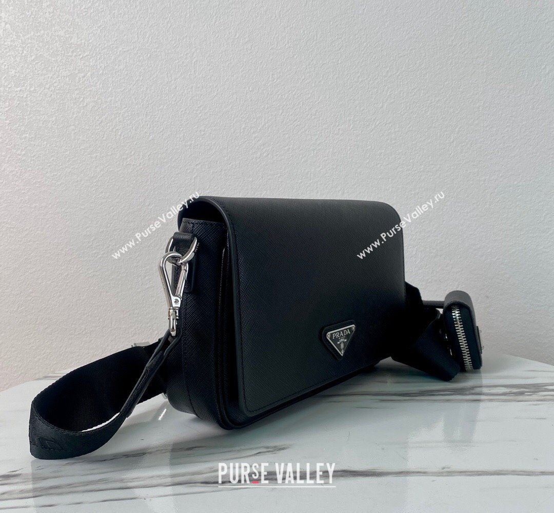Prada Saffiano leather shoulder bag 2VD059 Black 2023 (ziyin-23111505)