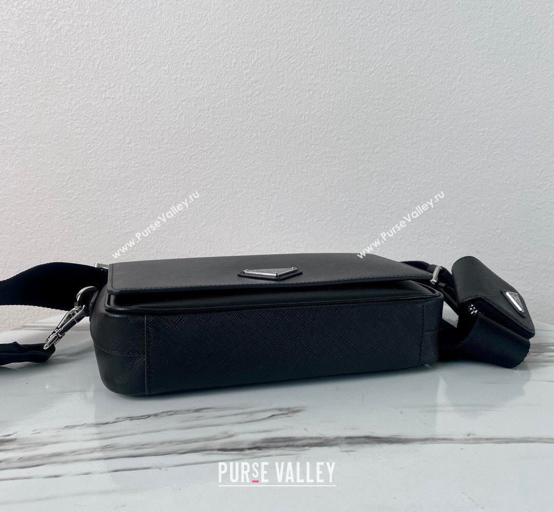 Prada Saffiano leather shoulder bag 2VD059 Black 2023 (ziyin-23111505)