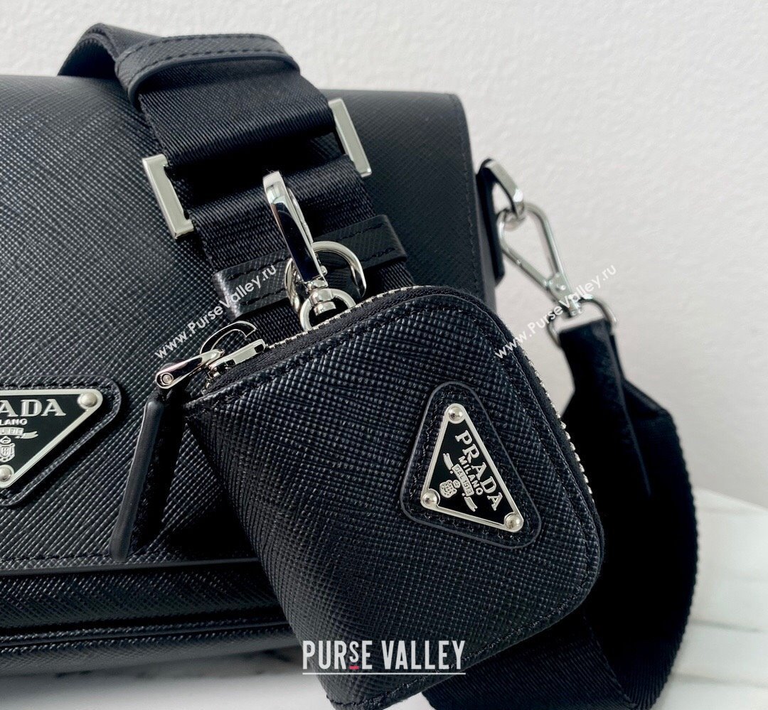 Prada Saffiano leather shoulder bag 2VD059 Black 2023 (ziyin-23111505)