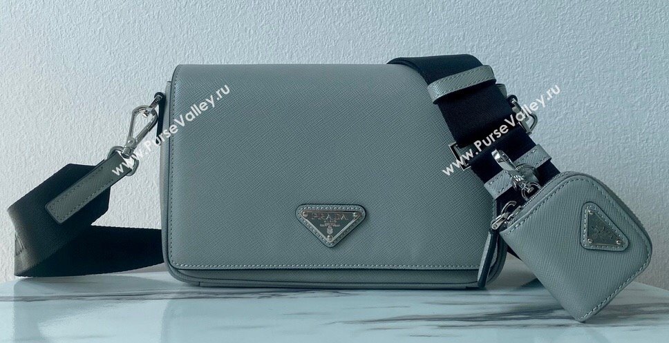 Prada Saffiano leather shoulder bag 2VD059 Gray 2023 (ziyin-23111506)