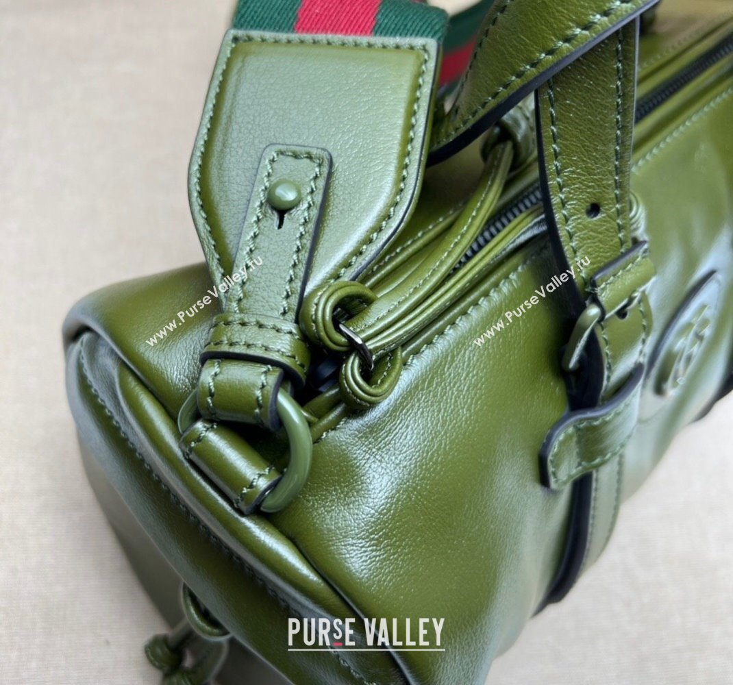 Gucci Small duffle bag with tonal Double G 725701 Leather Green 2023 (dlh-23111502)