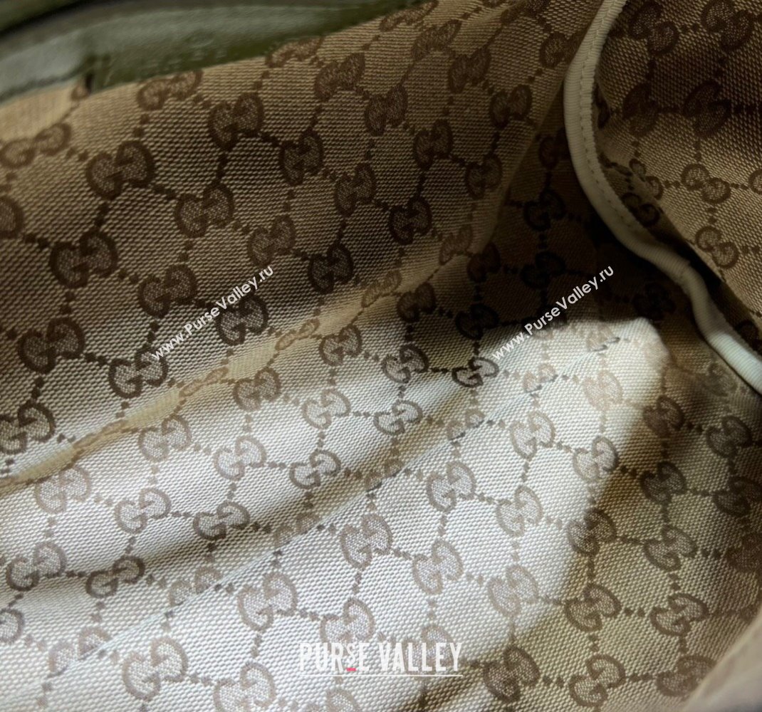 Gucci Small duffle bag with tonal Double G 725701 Leather Green 2023 (dlh-23111502)