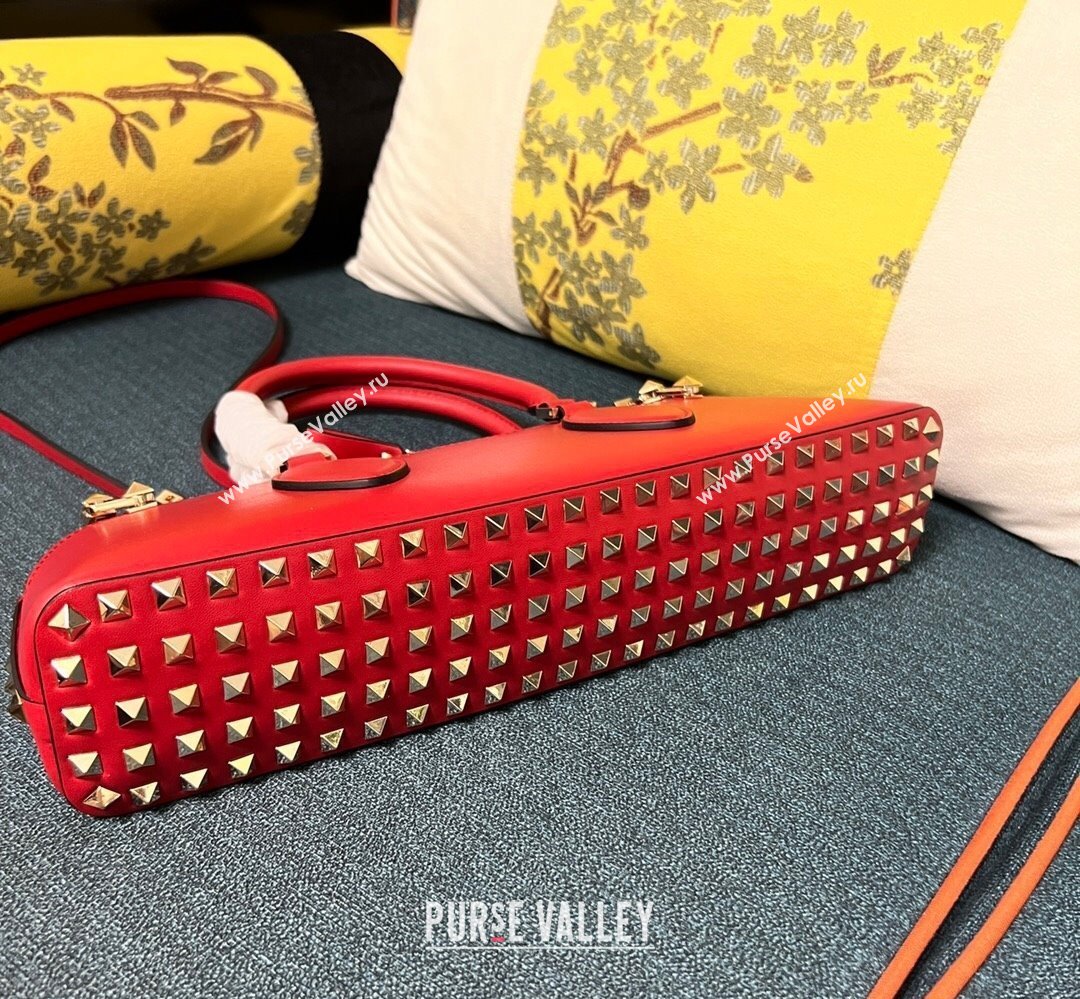 Valentino Rockstud E/W calfskin Small handbag Red 2023 (xinyidai-23111615)
