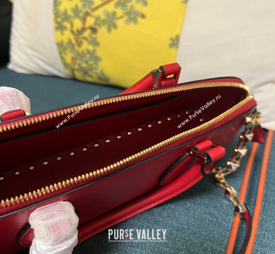 Valentino Rockstud E/W calfskin Small handbag Red 2023 (xinyidai-23111615)
