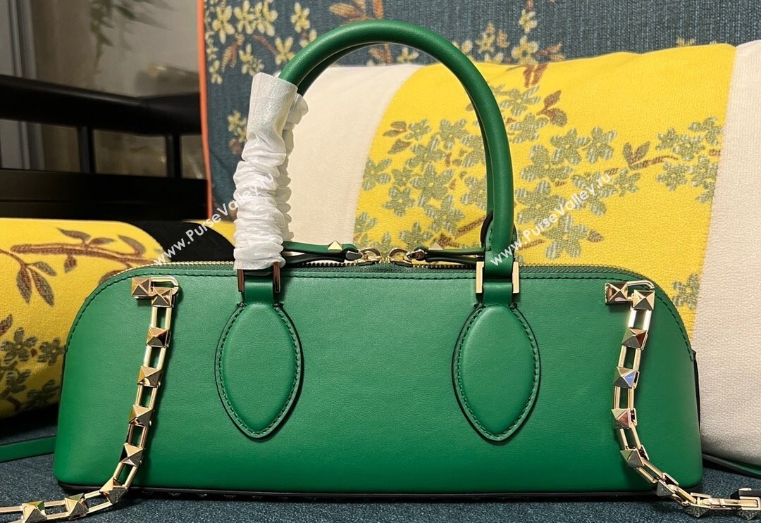 Valentino Rockstud E/W calfskin Small handbag Green 2023 (xinyidai-23111618)