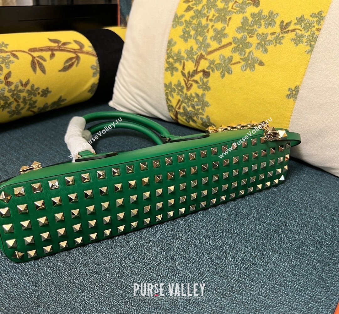 Valentino Rockstud E/W calfskin Small handbag Green 2023 (xinyidai-23111618)