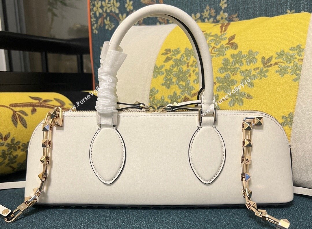 Valentino Rockstud E/W calfskin Small handbag White 2023 (xinyidai-23111613)