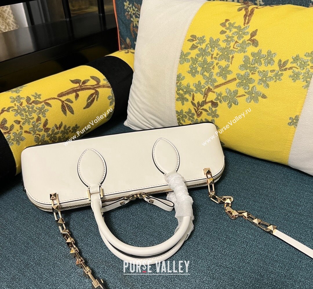 Valentino Rockstud E/W calfskin Small handbag White 2023 (xinyidai-23111613)