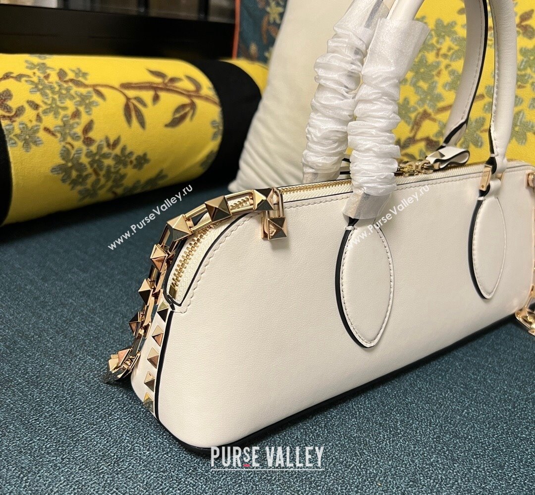 Valentino Rockstud E/W calfskin Small handbag White 2023 (xinyidai-23111613)