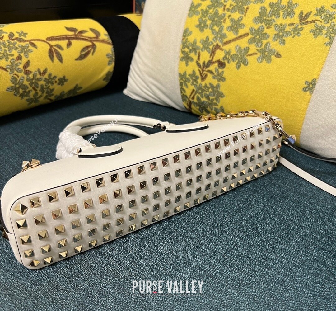 Valentino Rockstud E/W calfskin Small handbag White 2023 (xinyidai-23111613)