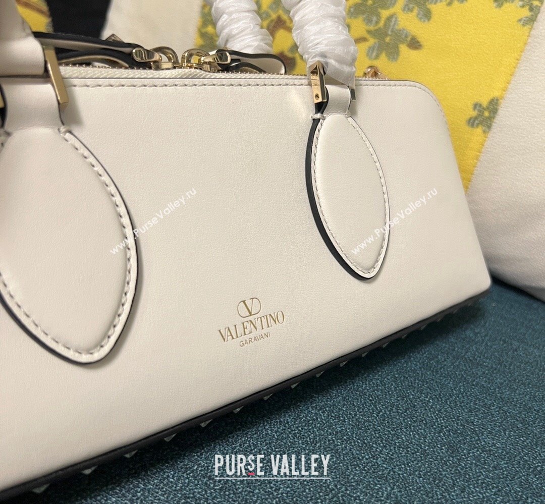 Valentino Rockstud E/W calfskin Small handbag White 2023 (xinyidai-23111613)