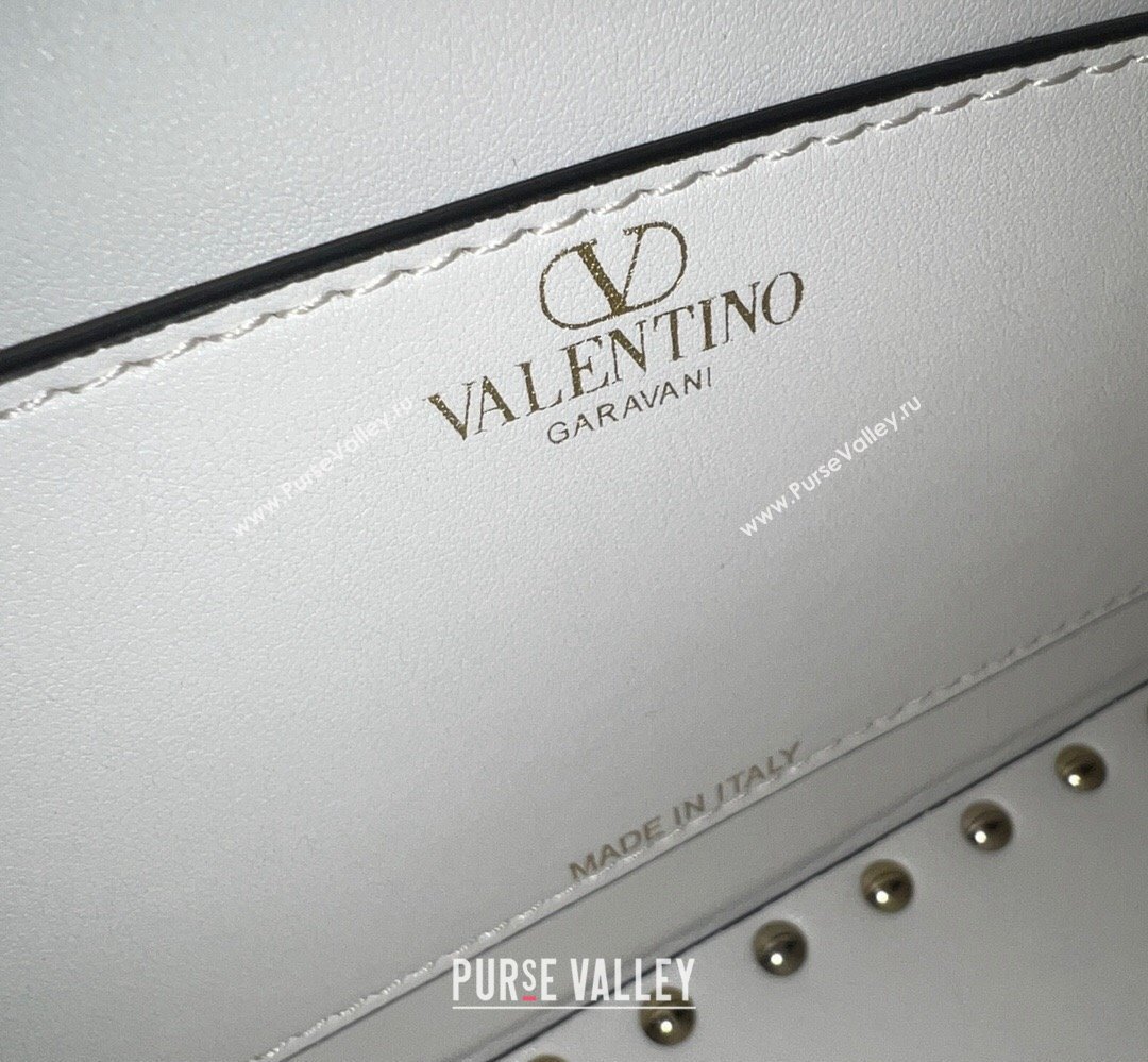 Valentino Rockstud E/W calfskin Small handbag White 2023 (xinyidai-23111613)