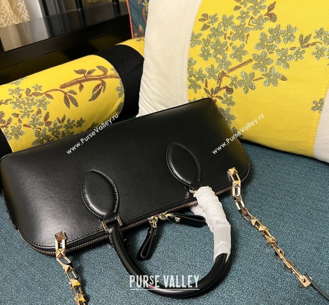 Valentino Rockstud E/W calfskin Large handbag Black/Gold 2023 (xinyidai-23111602)