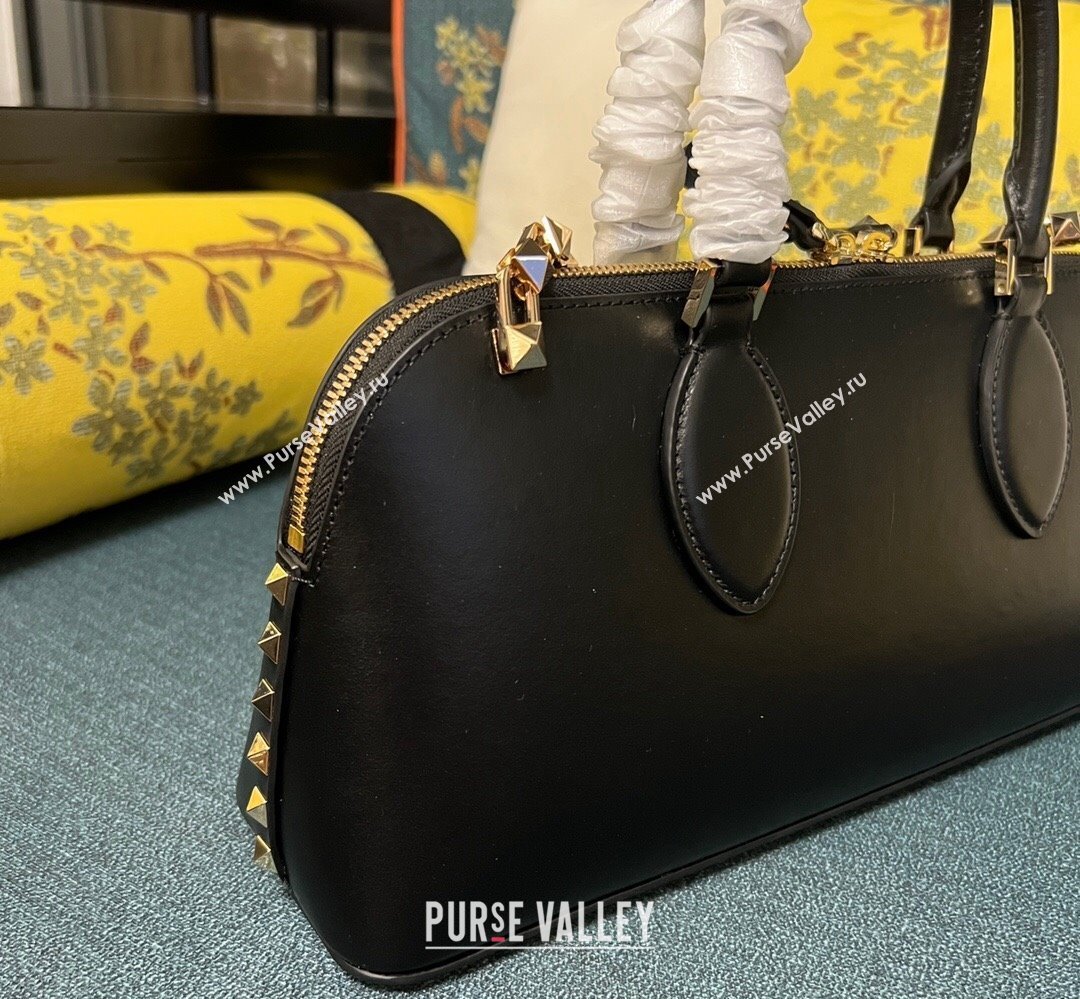 Valentino Rockstud E/W calfskin Large handbag Black/Gold 2023 (xinyidai-23111602)